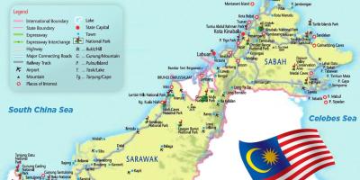 मानचित्र के पूर्व मलेशिया