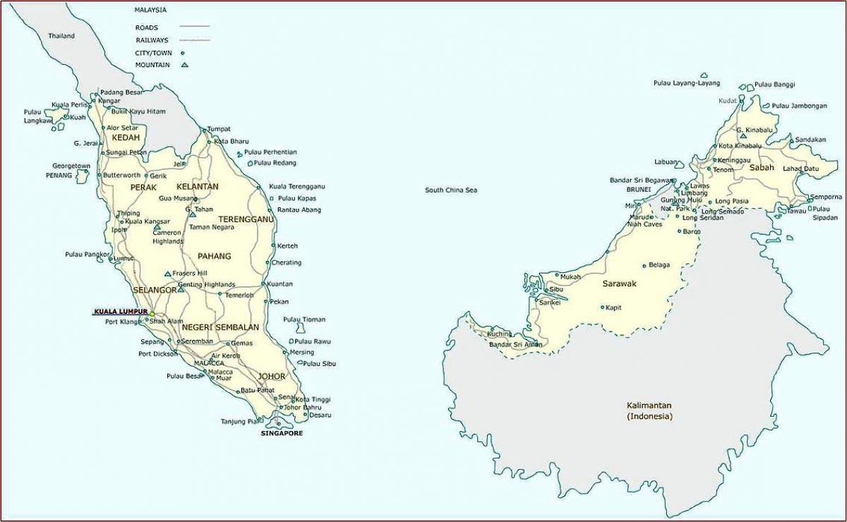 के विस्तृत नक्शे मलेशिया